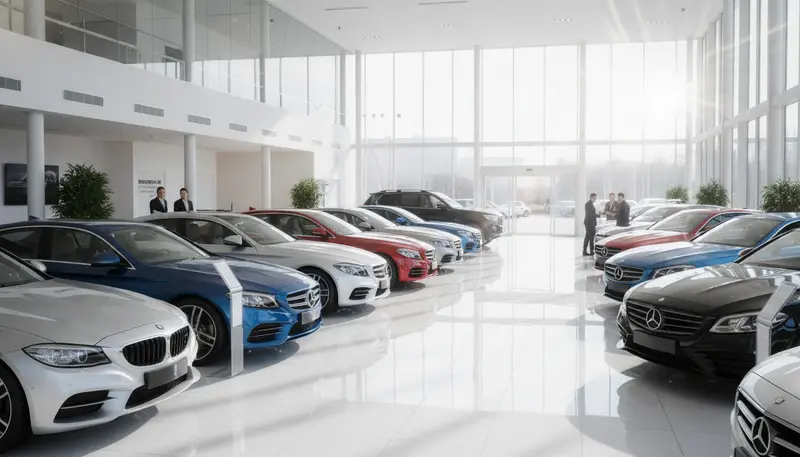 Polished showroom floor and clean display glass at a car dealership on Veterans Boulevard in Metairie