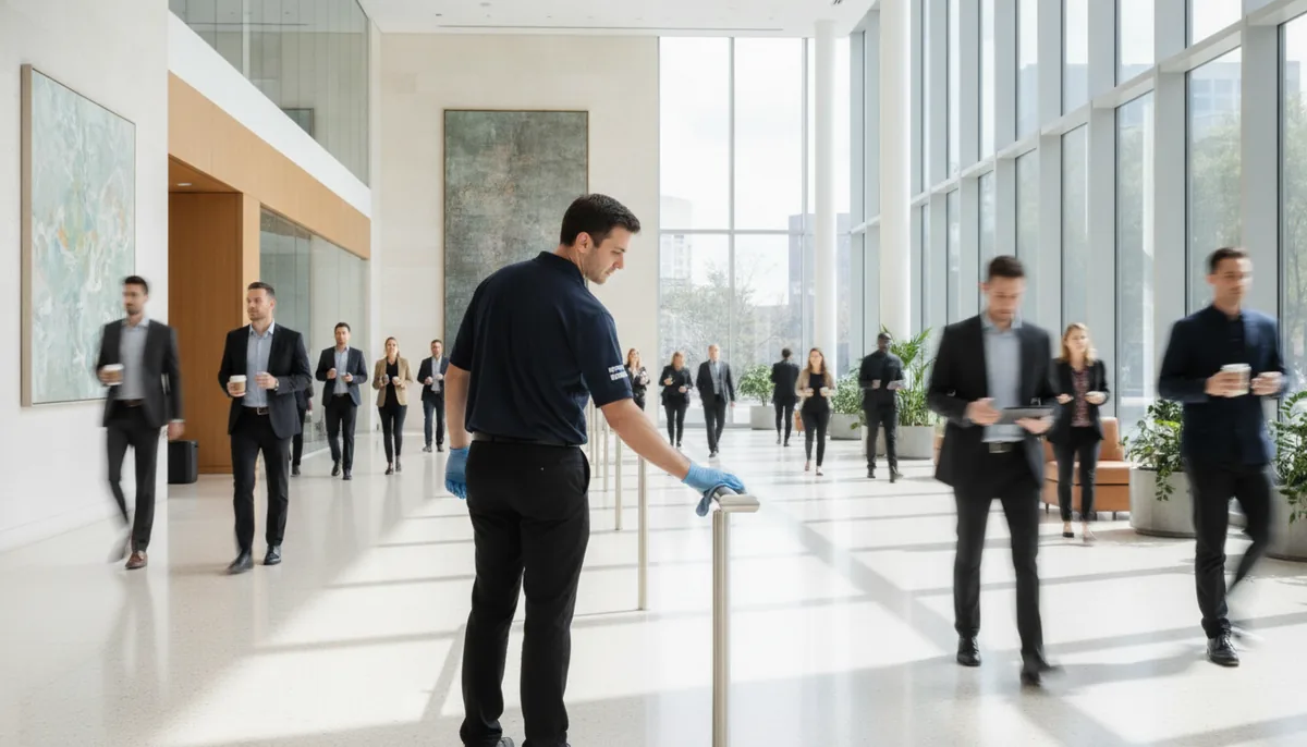 Day Porter Services crew at work - Signal Enterprises commercial cleaning in New Orleans