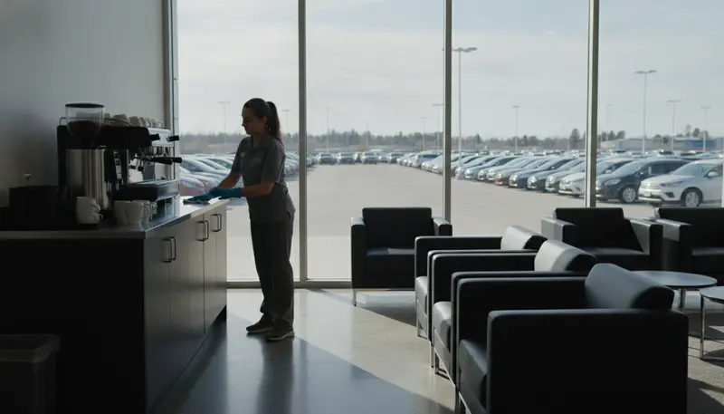 Dealership Cleaning in progress - Signal Enterprises commercial cleaning in Kenner
