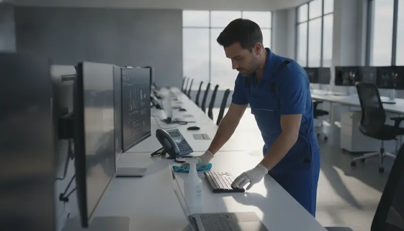 Office Cleaning in progress - Signal Enterprises commercial cleaning in the New Orleans Area