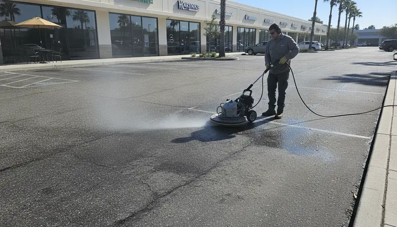 Pressure Washing in progress - Signal Enterprises commercial cleaning on the Westbank
